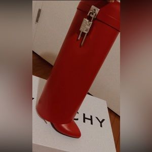 Red Givenchy Shark lock boots